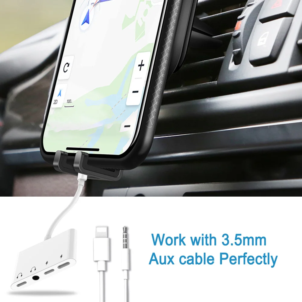 4 в 1 для Lightning до 3 5 мм Aux аудио адаптер сплиттер с type C порт зарядки iPhone X/XS/8/iPad lightning