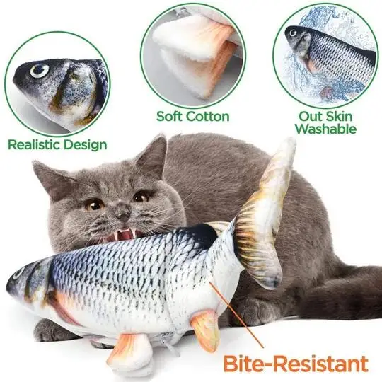 

Cat Favorite Electric Toy Fish lectric Cat Toys Plush 3D Interactive Electronic Bite Resistant Chew Molar Moving Dancing Fish