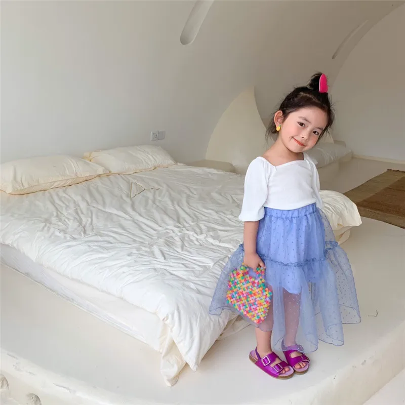 Газовая юбка для маленьких девочек 4 цвета детская повседневная юбка-пачка с