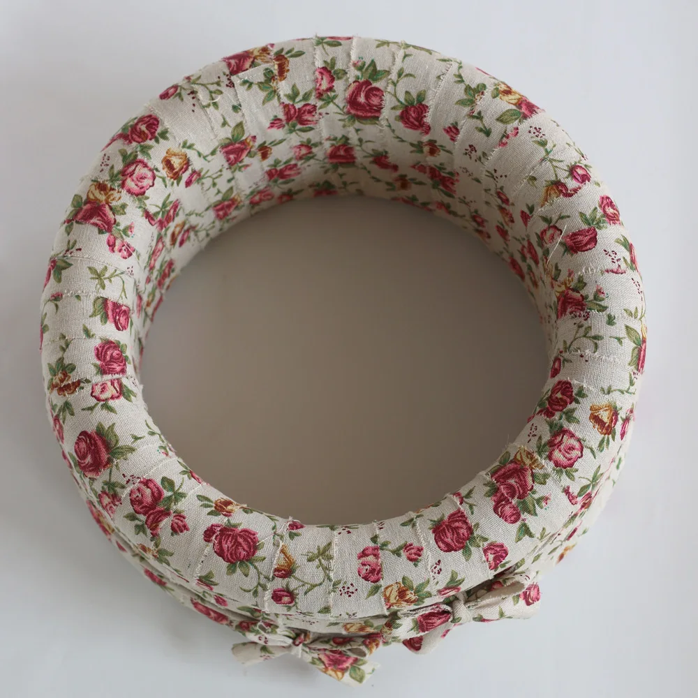 Newborn Baby Photography Props Basket Broken Flower Ring Pastoral Style Photo Studio Shooting Round | Мать и ребенок