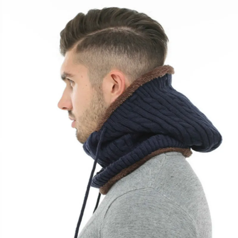 Бархатный теплый шарф с капюшоном флисовая шапка для мужчин и женщин зимняя