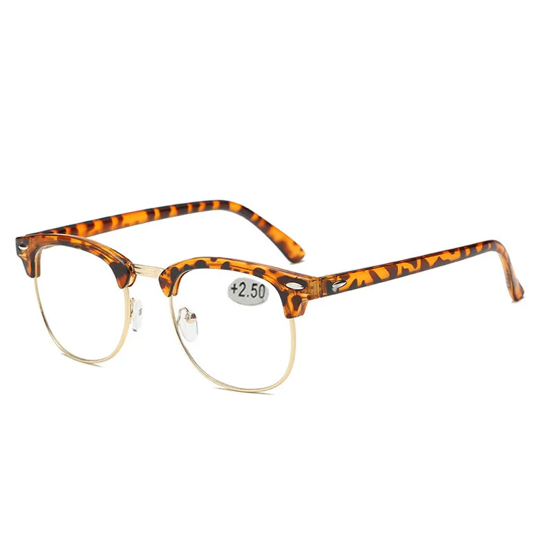 Leopard Seemfly, анти-синий светильник, полуоправа, очки для чтения, для женщин и мужчин, ретро очки для дальнозоркости, очки с диоптрией+ 4,0, унисекс - Цвет оправы: Leopard