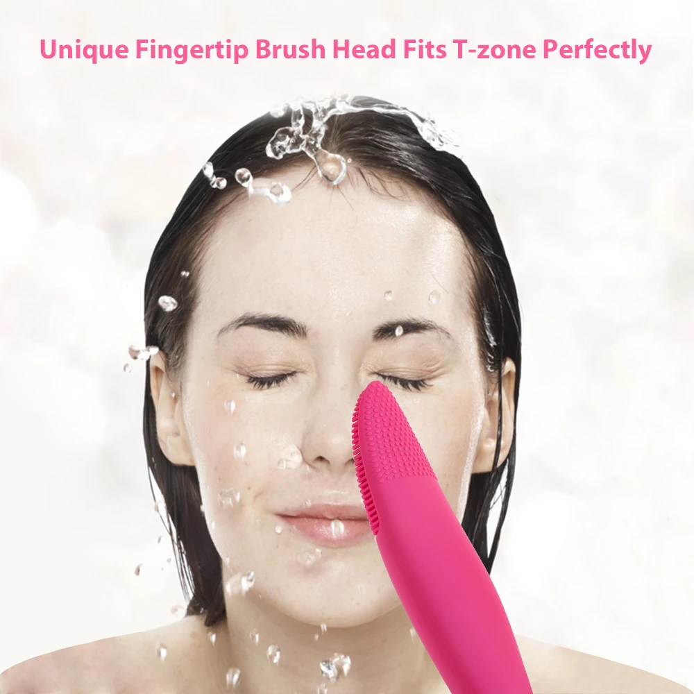 Электрическая звуковая силиконовая щетка для очищения лица мягкая термальная