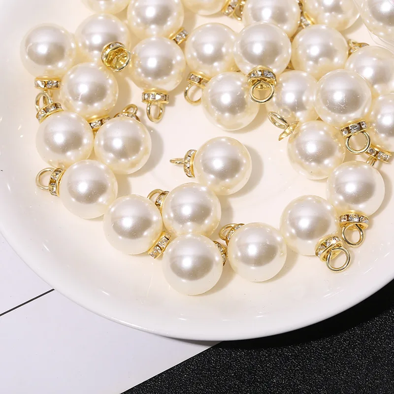 

30Pcs 8-16mm Imitation Pearl Charms KC Gold Beads Crown Pendant for Jewelry Making DIY Korean Necklace Earring Charm Accessories