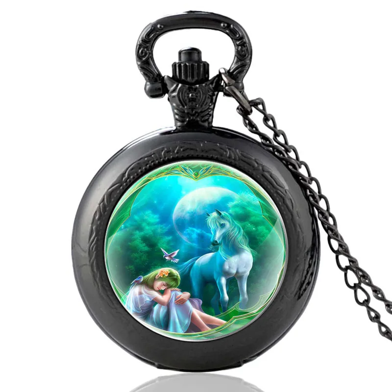 

Очаровательные классические дизайнерские стеклянные кварцевые карманные часы с кабошоном в виде единорога для девушек винтажные мужские ...