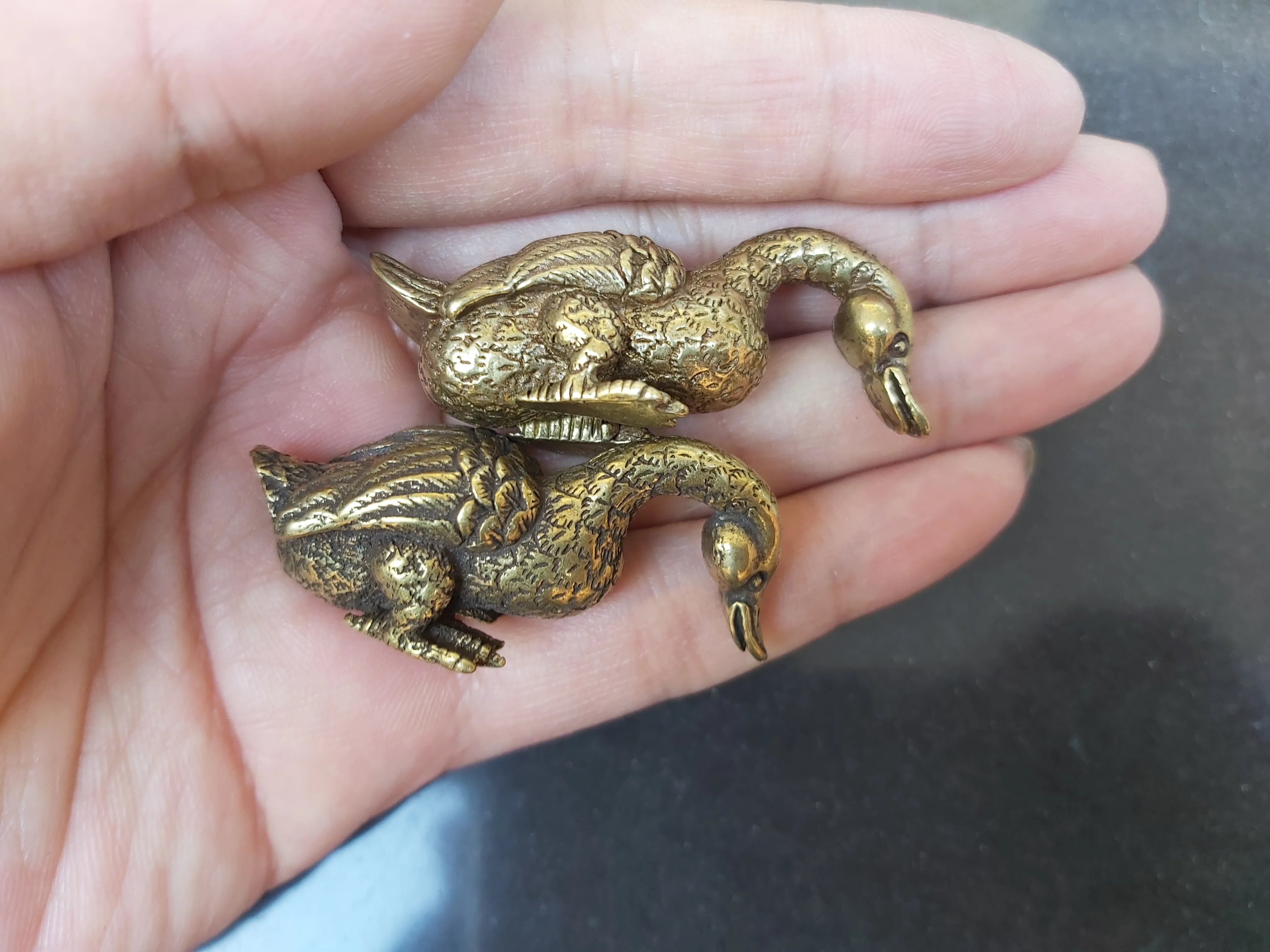 

2pieces swan; cygnus bronze statue copper ORNAMENT solid brass
