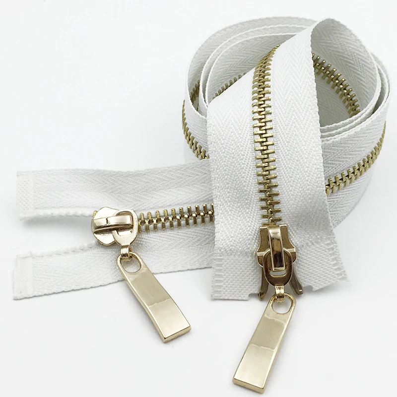 whitegold 1 шт. Meetee 80/100/120 см автоматический металлический замок молния золотой двойной слайдер застежки-молнии для куртки пальто DIY сумка Аксессуары для шитья одежды - Цвет: whitegold