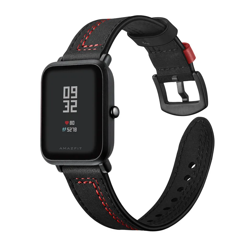 20 мм ремни для xiaomi huami Amazfit bip/lite/amazfit GTS Смарт часы браслет из натуральной кожи с металлической пряжкой браслет