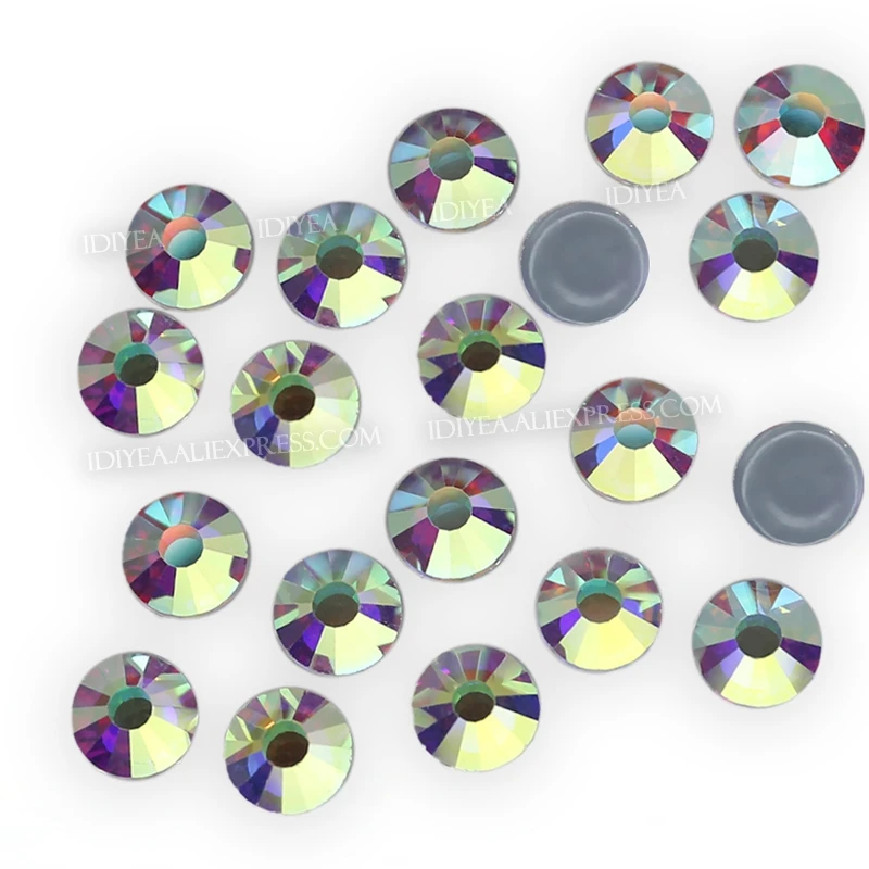 Прозрачный AB золотой блеск исправление стразы из горного хрусталя блестки flatback