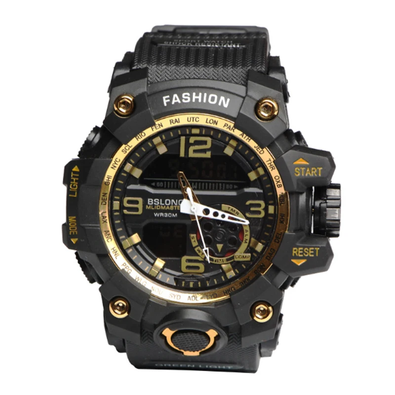 Новые повседневные модные спортивные часы на открытом воздухе двойной показ