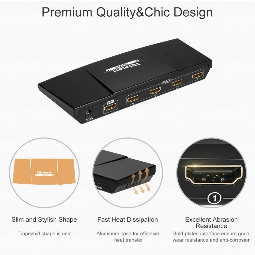 Разветвитель HDMI цветной высококачественный Переключатель Ultra HD 4K 1x4 с адаптером