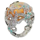 Женское кольцо Milangirl в натуральном стиле с оранжевым огненным опалом и яркими звездами, Ювелирное Украшение для дня рождения
