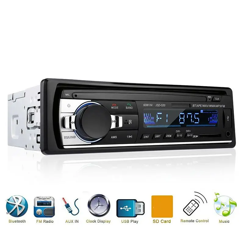 Jus автомобильное радио 1 Din 12V стерео Bluetooth MP3 музыкальный плеер USB вход TF карта