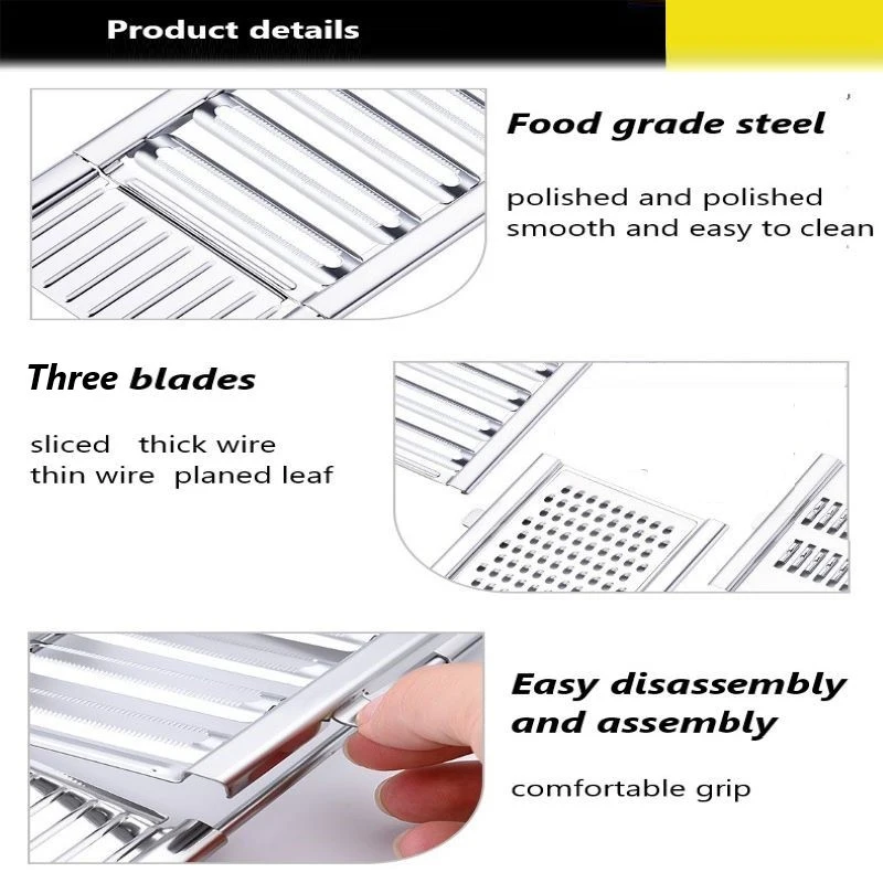 

Kitchen Tool Multi Vegetable Slicer Stainless Steel Shredder Cutter Grater Slicer Adjustable Onion Cabbage Replaceable Blade