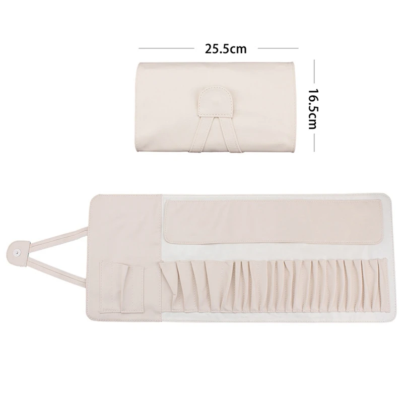 

18 Pockets Leather Cosmetic Makeup Brushes Pouch Bag Foldable Storage Container