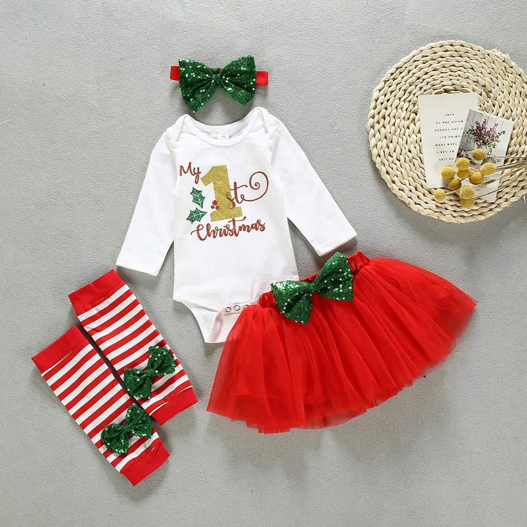 My first christmas/Одежда для девочек комплект одежды маленьких детей комбинезон с