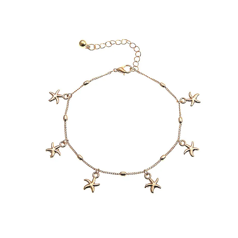 Модные блестящие браслеты на ногу подвеска в виде морской звезды для женщин