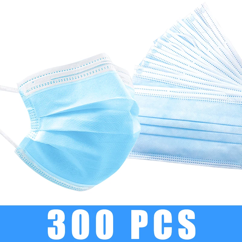 

50/300 Pcs Mask Disposable masker Earloop Face Mouth Masks Non woven Melt Blown Three Layer Safety Protection Mouth Mask