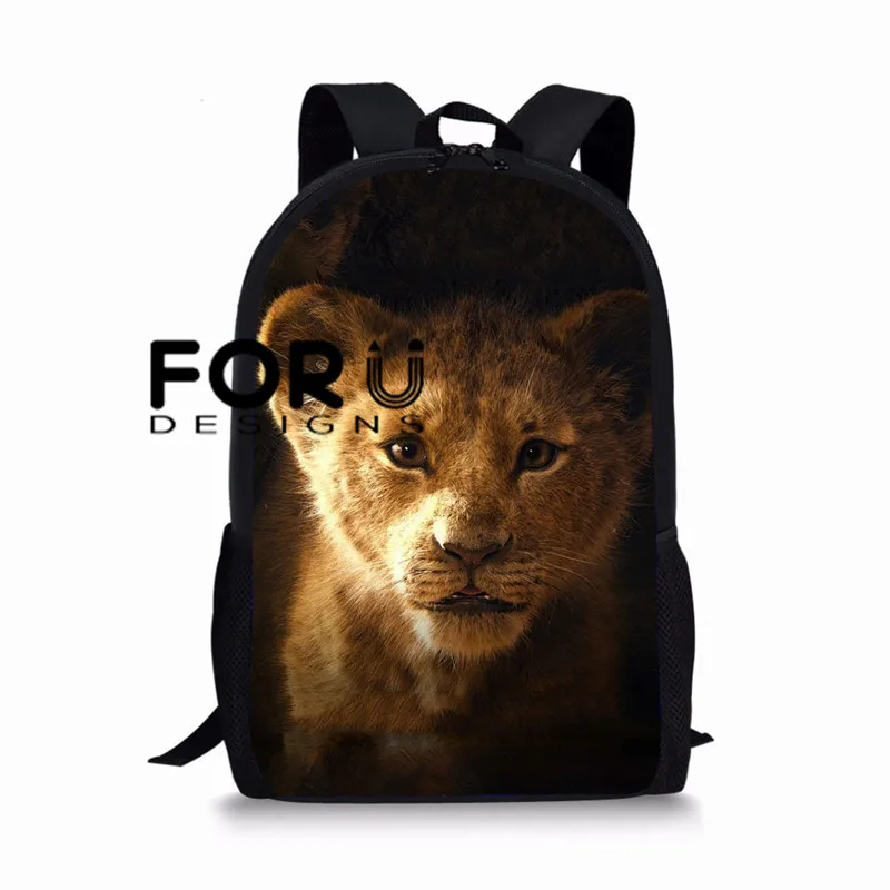 L5446C FORUDESIGNS/Школьный рюкзак с принтом «Король Лев» для мальчиков, повседневный мужской рюкзак для подростков, винтажная сумка с рисунком, 16 дюймов, Детская сумка - Цвет: L5446C