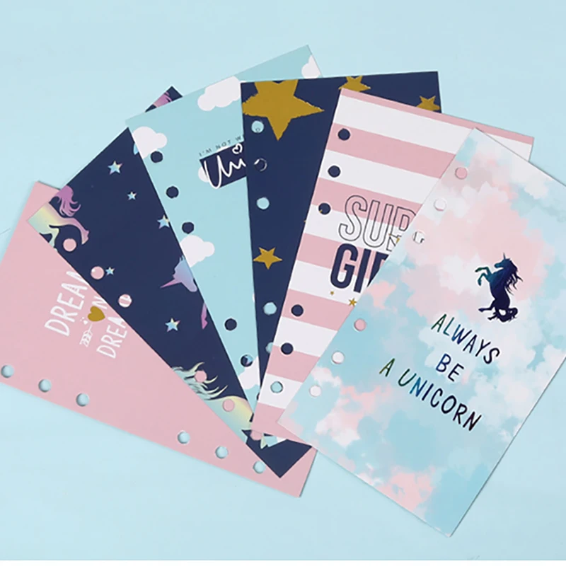 

Never Unicorn Series Index Page Filler Paper A6 Planner Dividers for Filofax Notebook Journals Diary bookmarks School Stationery