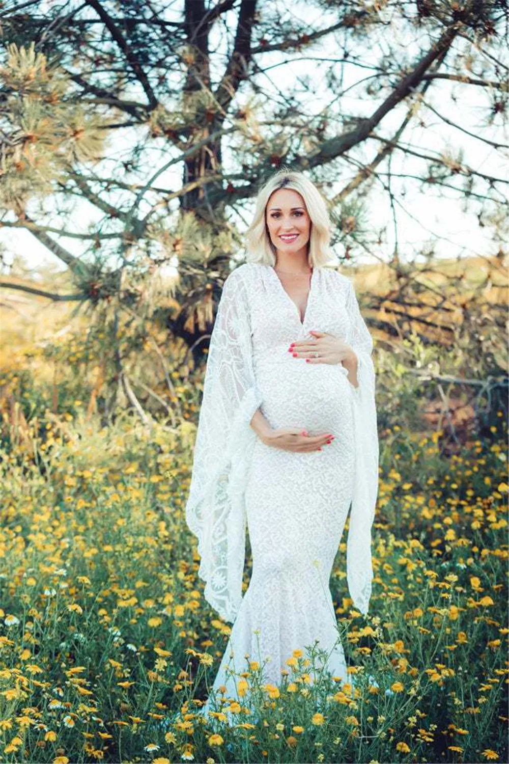 Романтическое белое свадебное платье Pregnent кружевное вечернее простое с