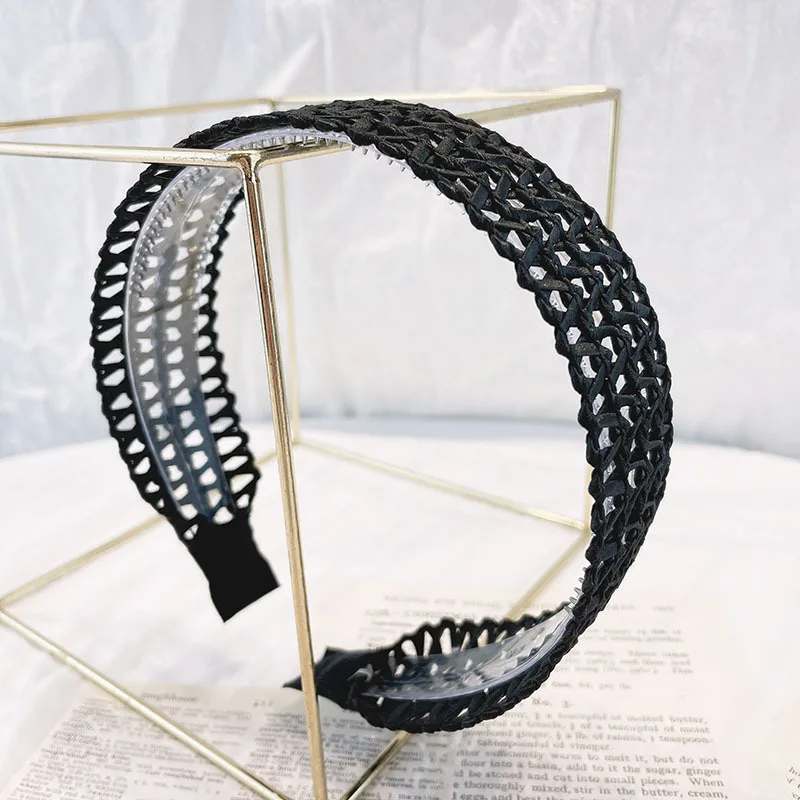 

Pure Color PP Grass Wide-brimmed 1Pcs Fashion Hair Accessories Headband Hollow Women Hair Hoop