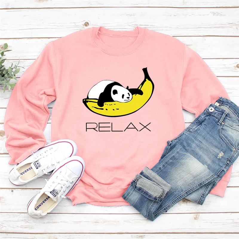 

2021 Autumn New Panda Print Women Hoodie Long Sleeve Pullover Pink Sweatshirt O-NECK Women Clothes Harajuku Hoodies Casual Top