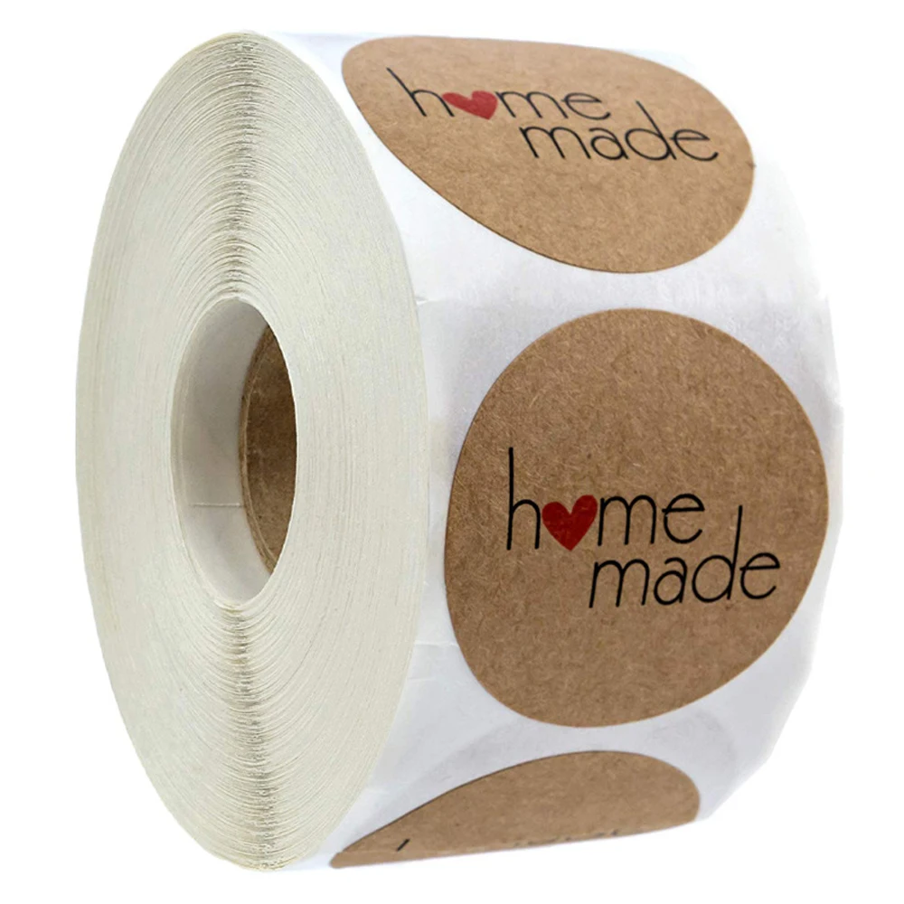 

500 шт./рулон, круглые наклейки из крафт-бумаги