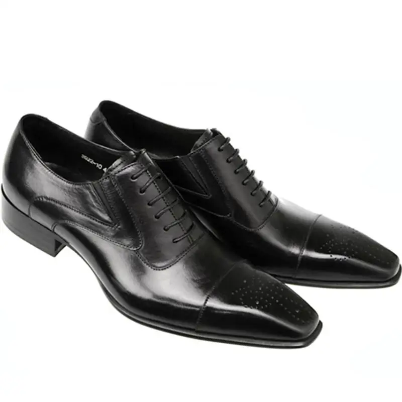 

Men's Business Shoes 2020 Square Toe PU Leather Man Oxfords Lace Up Fashion Classic British Gentlemen Style Mens Wedding Shoes