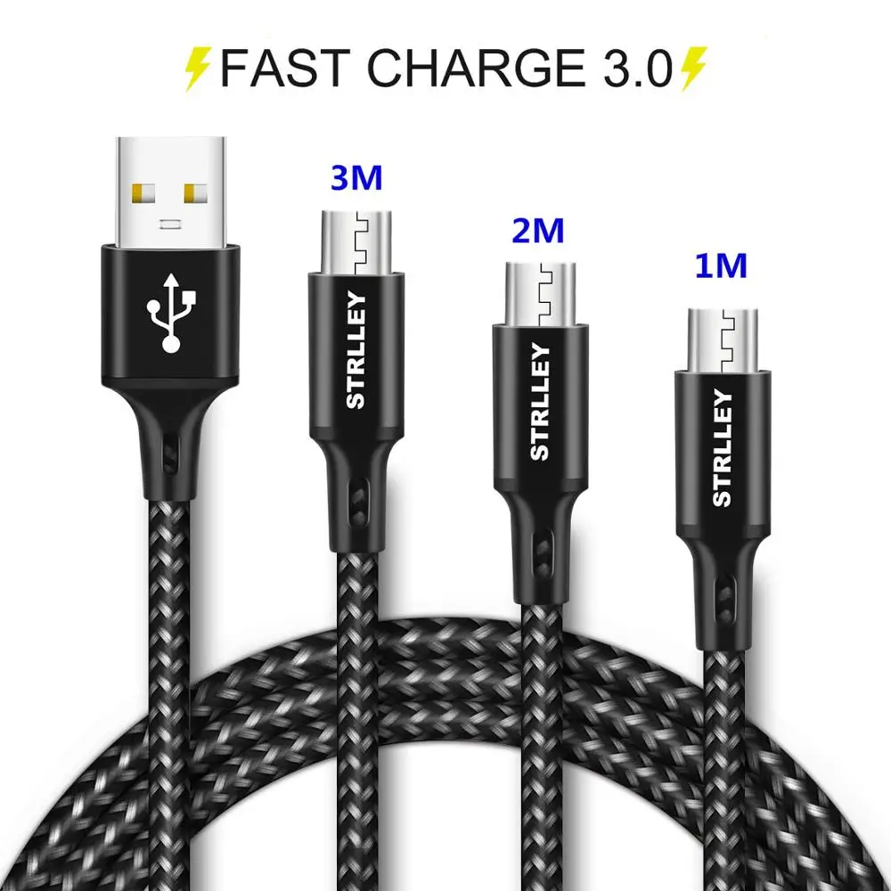 Кабель Micro USB зарядный шнур Android длинный нейлоновый плетеный кабель для