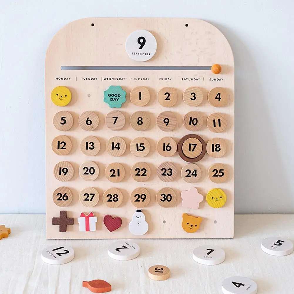 

Kids Montessori Wooden Desk Calendar Toys Reusable Number Boards Wooden Toy Children Primary School Clever Board Kids Toys