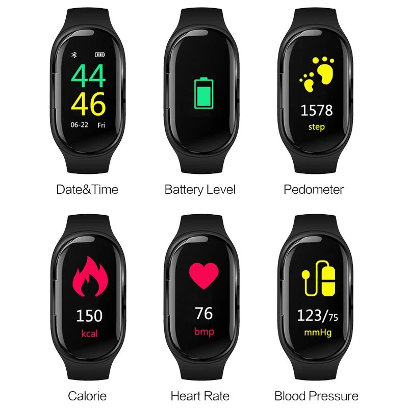 

AI Smart Watch With Bluetooth Earphone Heart Rate Monitor Smart Wristband Smart Watch Men Sport Earphone Smart Fitness Bracelet