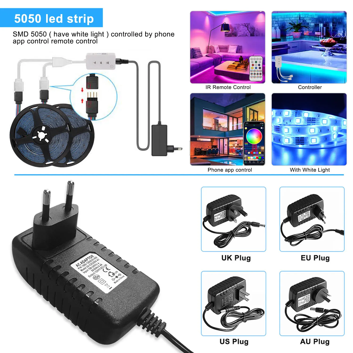 

WIFI LED Strip12v Waterproof TP65 Diode Tape SMD5050 LED Lights for Holiday Bedroom Decoration Lamp Remote Control LED Lighting