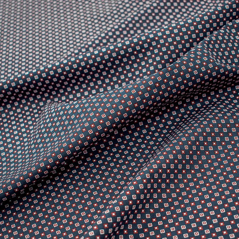 Классический красный ромбовидный плед на синей хлопковой ткани Для платья Tissus Au