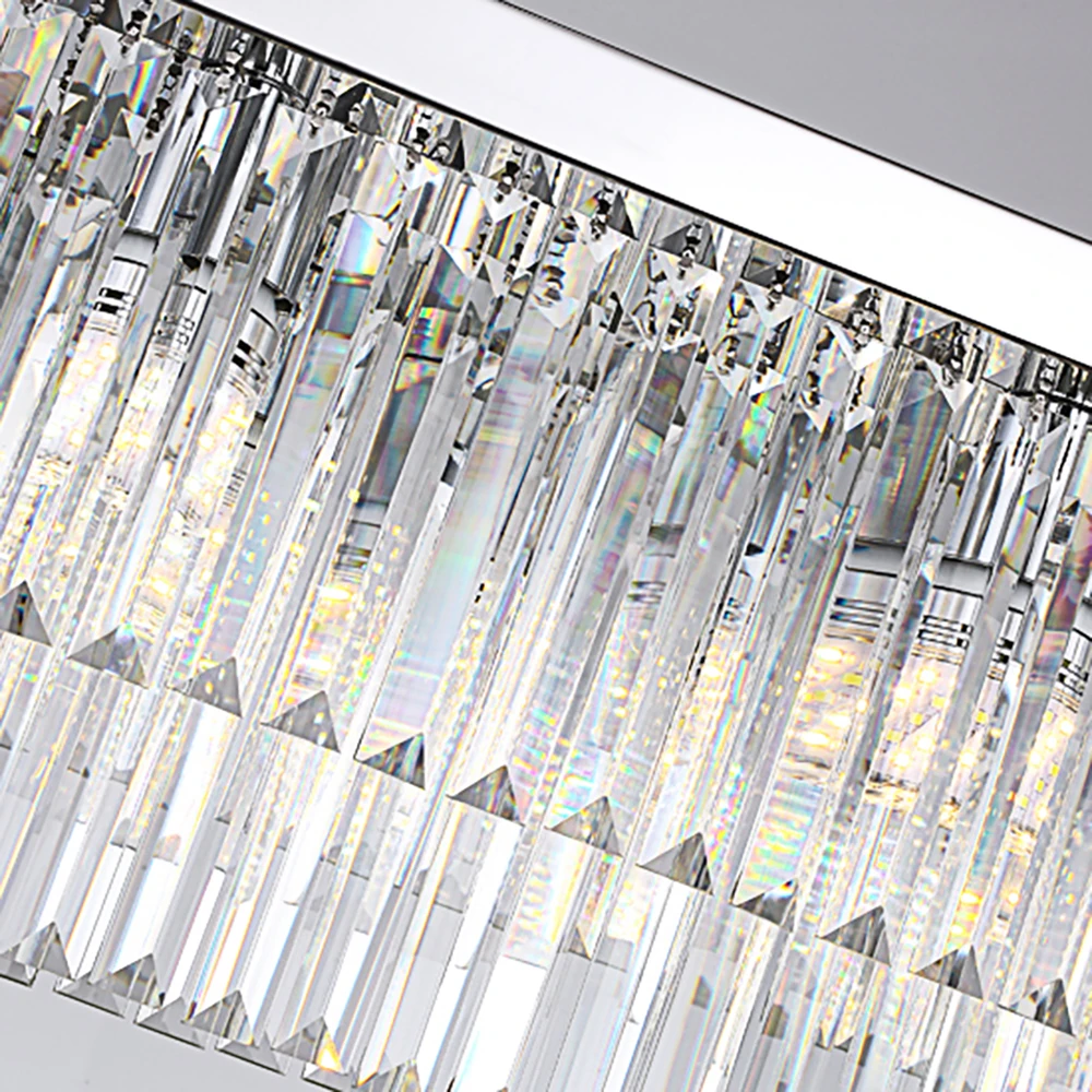 

YSN Rectangle Chrome/Gold Chandelier for Living Room Bedroom Led Crystal Chandeliers Kitchen Luxury Hanging Lamp