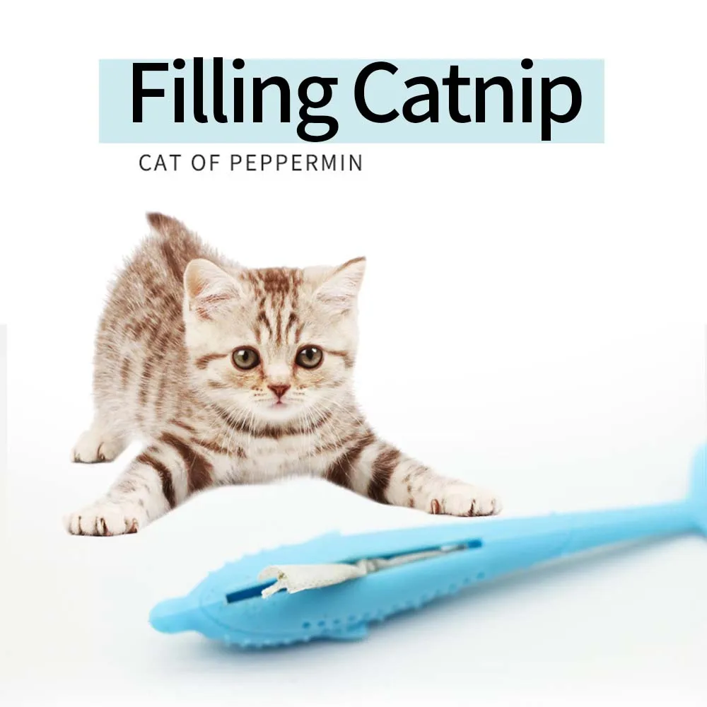 New Cat Toothbrush Soft Silicone Mint Fish Toy Catnip Pet Clean Teeth Chew Cats Toys Cleaning | Дом и сад