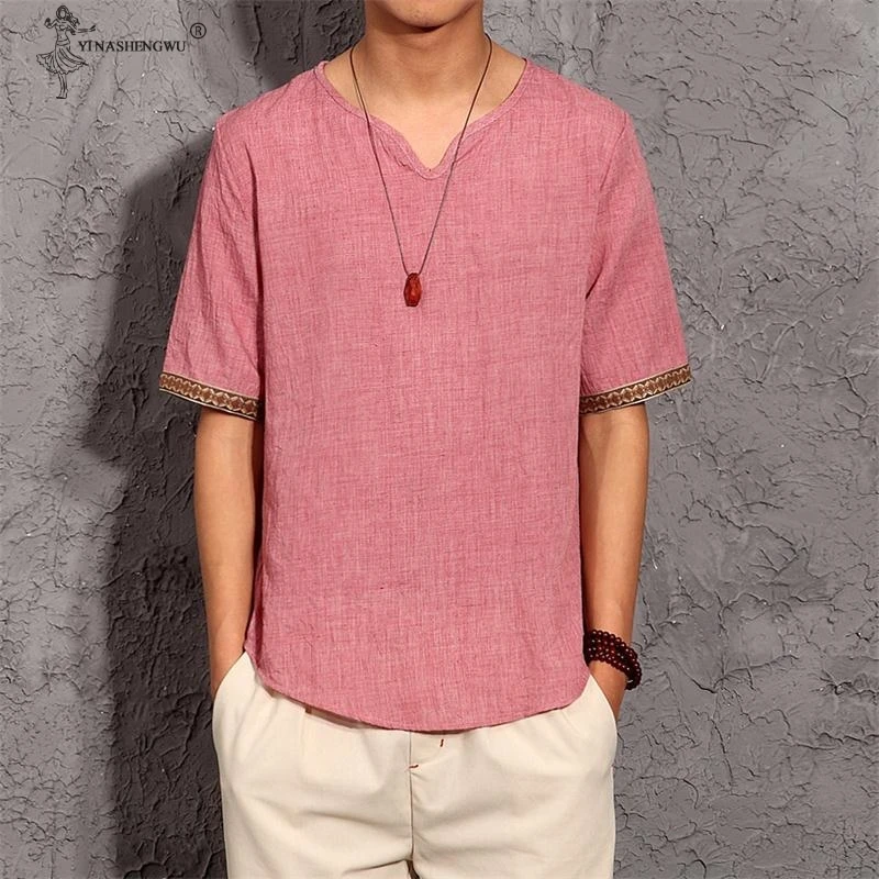 Мужское кимоно в японском стиле летняя футболка с рукавами три четверти