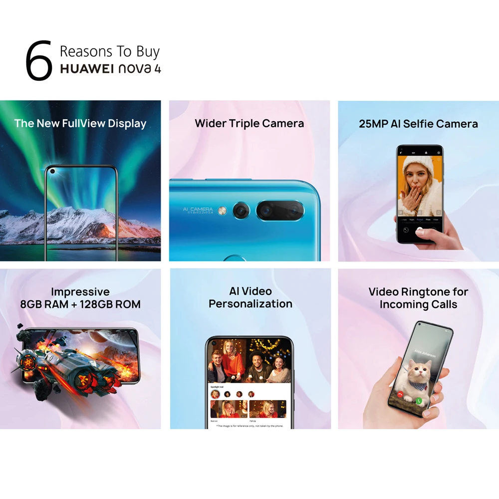 Huawei Nova 4 смартфон 8 Гб 128 ГБ глобальная Версия Мобильный телефон Тройная камера