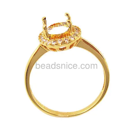 gold pated Beadsnice кольцо из стерлингового серебра для 6x8 мм овальный камень полукольцо крепление ювелирных изделий без камня 28841 - Цвет основного камня: gold pated
