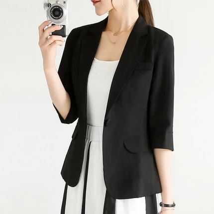 Размера плюс 4XL Лето Элегантный короткий пиджак Новинки для женщин тонкий