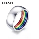 LETAPI 2021 Новое модное высококачественное Радужное кольцо для мужчин серебряного цвета из нержавеющей стали обручальное кольцо Ширина 8 мм Ювелирные изделия для геев