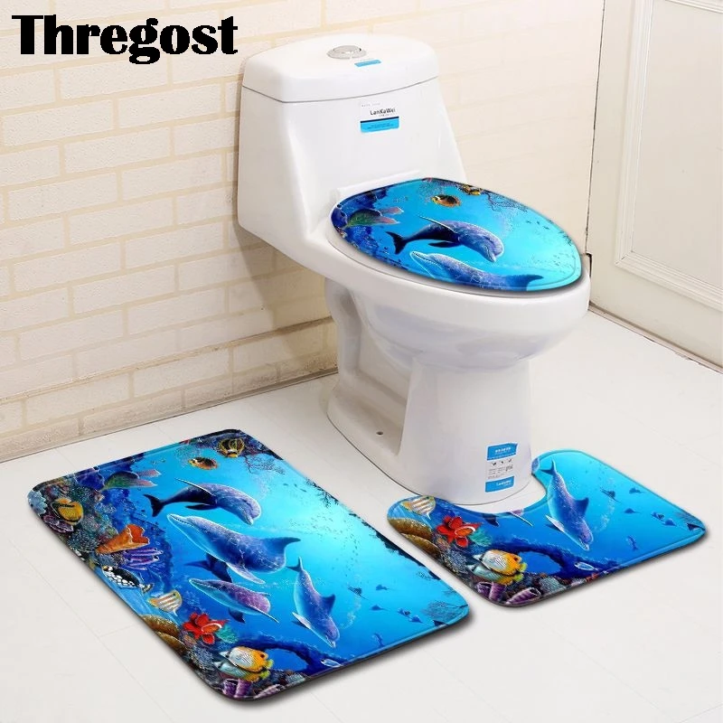 

Thregost Microfiber Bath Mat WC Carpet Shower Foot Rest Waterproof Bathroom Floor Non Slip Bathtub Rugs Toilet Mats 3pcs Set