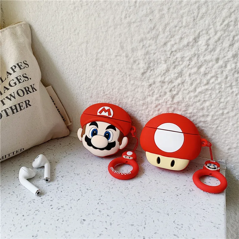 3D Силиконовый Мультфильм Coque Супер Марио Bros Toad чехол для air pods 1 2 наушники Apple Airpods