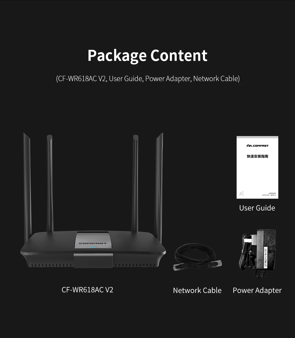 COMFAST Wi-Fi маршрутизатор 300 м 1200 Мбит/с 2 4G 5 ГГц антенны с высоким коэффициентом
