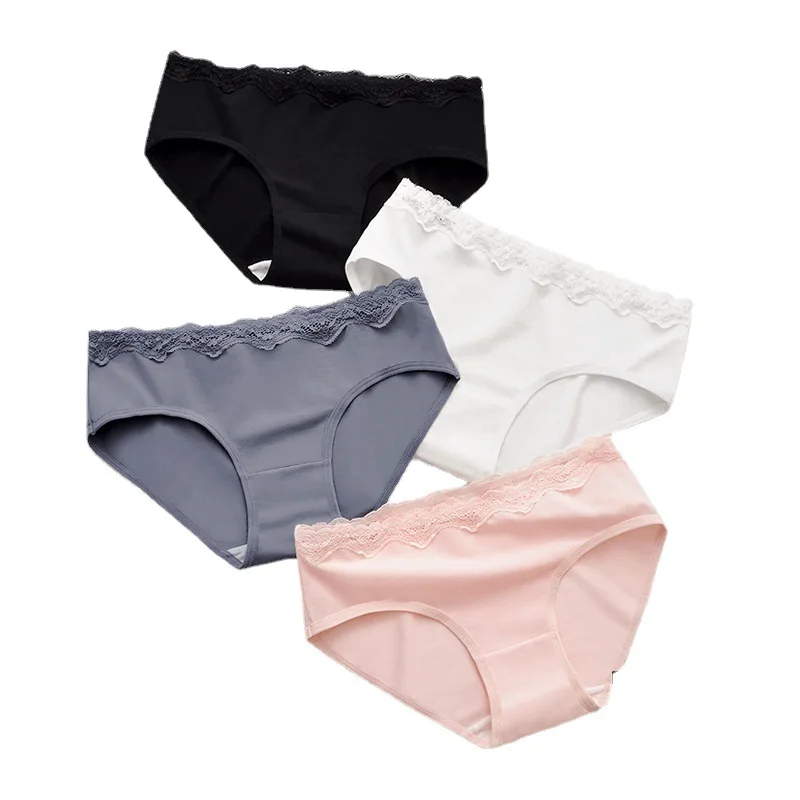 

Underwear women's cotton lace mid-waist antibacterial breathable Japanese girl cotton antibacterial briefs Fashion new style