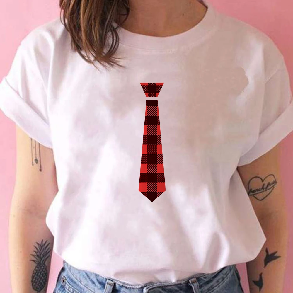 

Christmas Red Tie Tree Style Women T shirt Modern Fashion Anime Clothes Harajuku Cartoon Kawaii Modern Top Anime Clothing