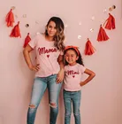 Рубашка для мамы и дочки, Розовая белая