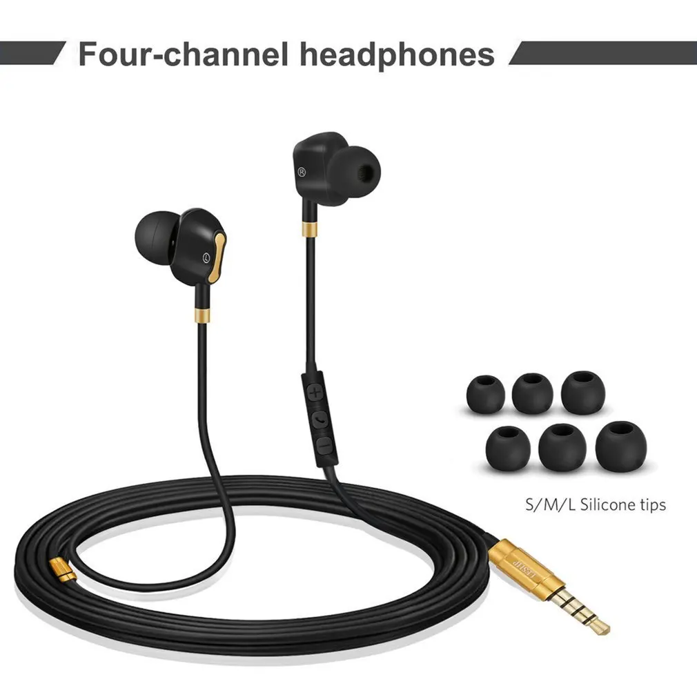 

LESHP Four-channel Headphone D8 High Resolution Heavy Bass In-ear Headphones Earbud With Mic For Smart Phones