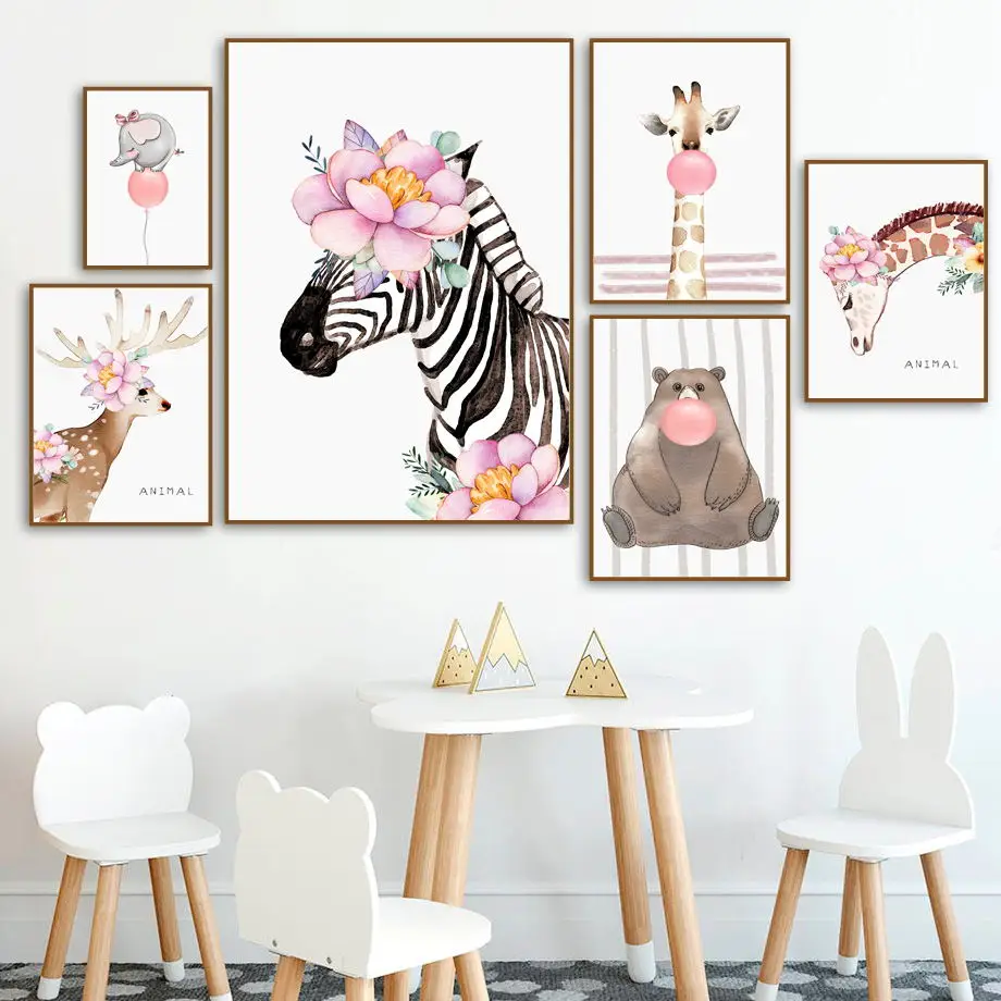 Алмазная 5D картина сделай сам из мультфильма олень медведь Зебра слон жираф