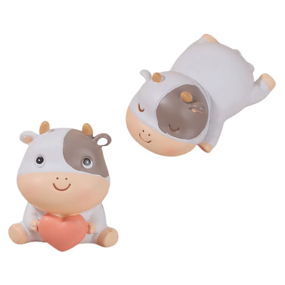 

2pcs Craft Car Ornaments Cartoon OX Shape Decorations Chic Gift Home Adornments